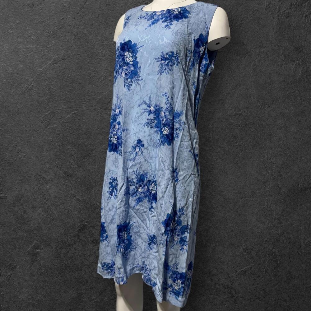 Karin Stevens Petites Blue Floral Sleeveless Dress Size 12P
